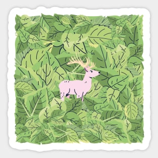 Deer in Leaves Sticker